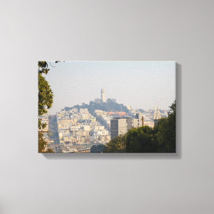 Hazy Coit Tower, San Fancisco, Californië Canvas Afdruk