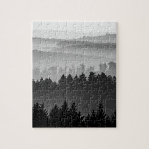 Hazy Forest Hills Black en White Landscape Foto Legpuzzel