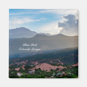 Hazy Pikes Peak Sunset Square Magnet Magneet