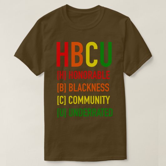 HBCU Acronym Blackness Pride T-shirt (Design voorkant)