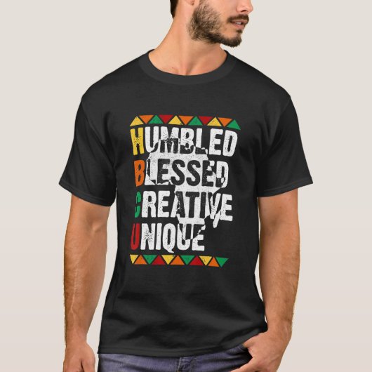 HBCU Humbled Blessed Creative Unique Afro College T-shirt (Voorkant)