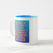 HBGC-Mok "We rebranding niet" Tweekleurige Koffiemok (Voorkant links)