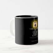 HBL - Zwarte koffie-Mok met boekHoesje Tweekleurige Koffiemok (Voorkant links)