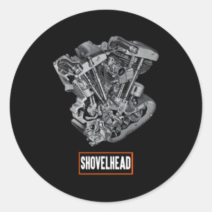 HD Motorfiets Vtwin Shovelhead Motor Biker Ronde Sticker