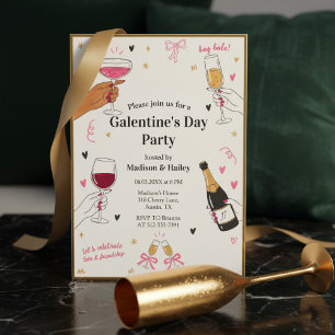 Hé Babe Galentines Uitnodiging Gouden Frame