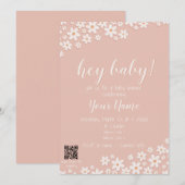 Hé baby! Uitnodiging voor babyshower + registratie (Voorkant / Achterkant)