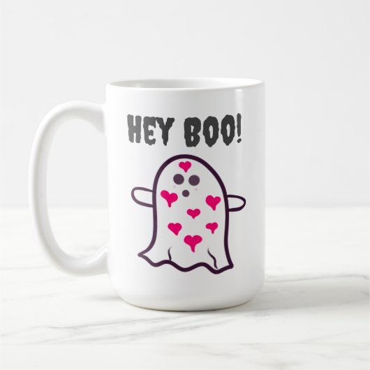 Hé Boo! Geest bedekt met harten Koffiemok (Links)