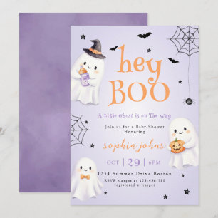 Hé Boo Halloween baby shower spook Kaart