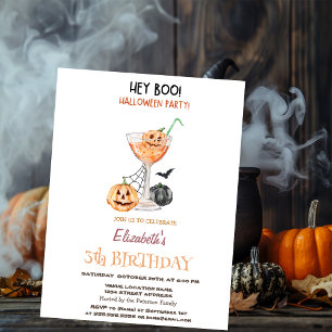 Hé Boo Pompoen Cocktail Halloween Verjaardag Kaart
