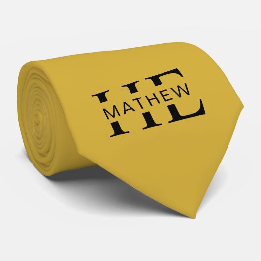 HE Custom Name Modern Men's Metallic Gold Stropdas (Opgerold)