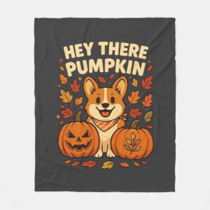 Hé daar Pompoen Corgi Halloween Pompoenen Herfst Fleece Deken