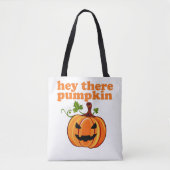 Hé daar pompoenhalloween canvas tas (Voorkant)