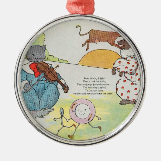 Hé, diddle, diddle. De kat en de kat Metalen Ornament (Voorkant)