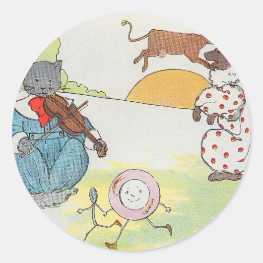 Hé, diddle, diddle. De kat en de kat Ronde Sticker (Voorkant)