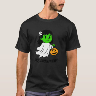 Hé Goulvriend Goul Halloween Schattig Grappig Meis T-shirt