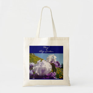 Hé grote zus! Boodschappentassen geschenken Paarse Tote Bag