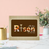 He has RISEN Bible Verse Cross Floral Brown Easter (Mariage)