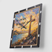He Has Risen: Easter Dawn Vierkante Klok (Hoek)
