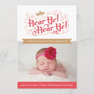 Hé! Hé! Geboorteaankondiging in Gold Aankondiging