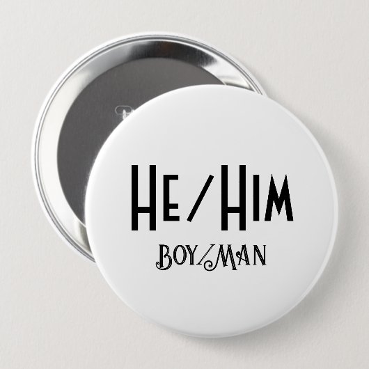 HE/HIM JONGEN/MAN Ronde Witte Button (Voorkant /achterkant)