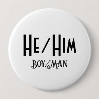 HE/HIM JONGEN/MAN Ronde Witte Button