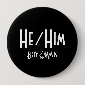 HE/HIM JONGEN/MAN Ronde Zwarte Button (Voorkant)