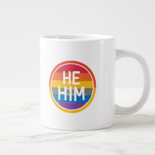 HE/HIM Pronoun Rainbow Circle Pride Extra Grote Beker