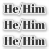 He, Him zwarte typografie 3 stickers per vel (Voorkant)