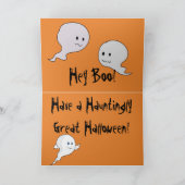 Hé huez ! Carte mignonne de Halloween de fantômes (Intérieur)