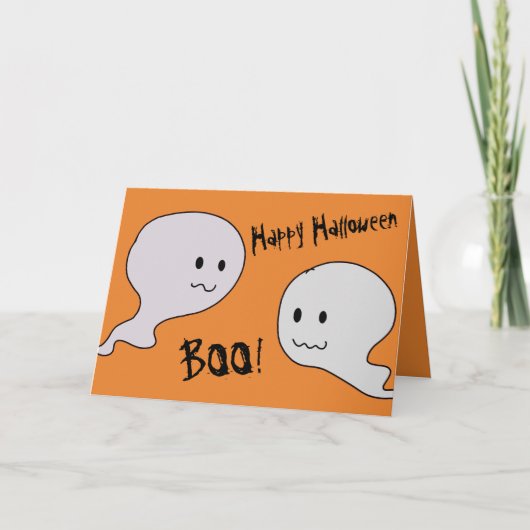 Hé huez ! Carte mignonne de Halloween de fantômes (Devant)