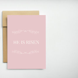 He Is Risen Christian Easter Card – Soft Pink Feestdagen Kaart