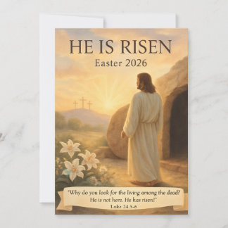 He Is Risen Easter 2026 Jesus Christian Card Feestdagenkaart