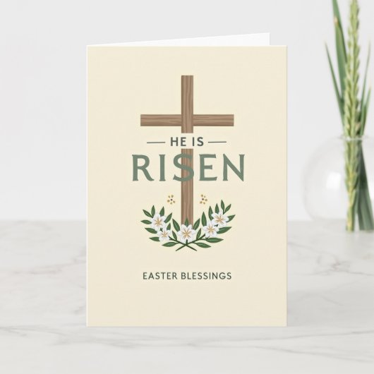 He Is Risen Easter Blessings Card Kaart (Voorkant)