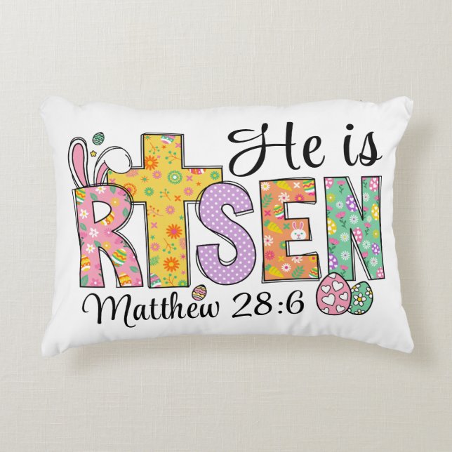 He Is Risen Easter Christian  Accent Kussen (Voorkant)