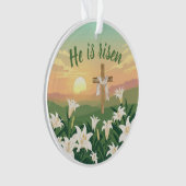 He is Risen Easter Sunrise Personalized Ornament (devant)