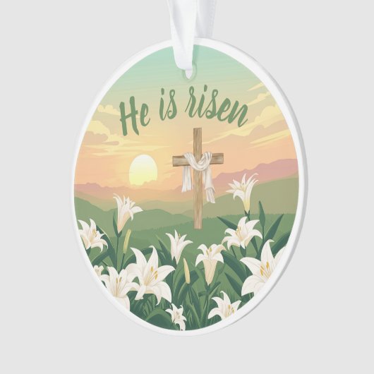 He is Risen Easter Sunrise Personalized Ornament (devant)