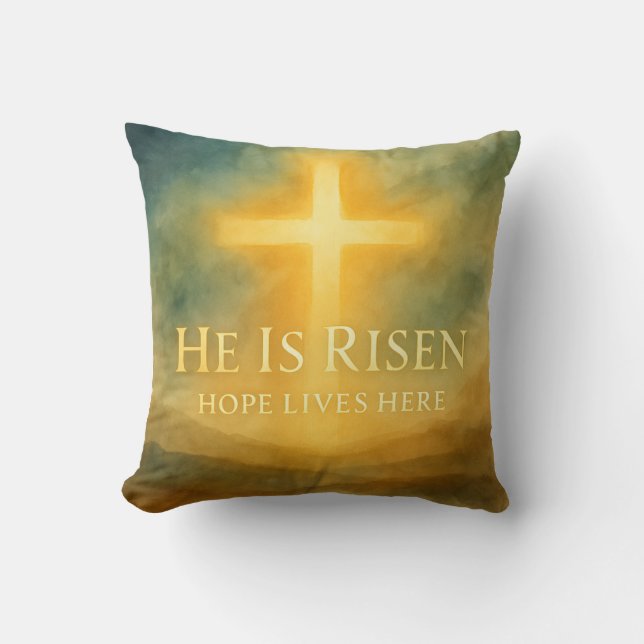 He Is Risen Hope Lives Here Easter 2026 Kussen (Voorkant)