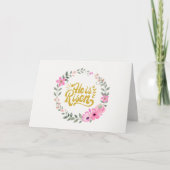 He Is Risen Personalized Christian Elegant Floral Kaart (Voorkant)