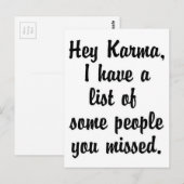 Hé Karma... Briefkaart (Voorkant / Achterkant)