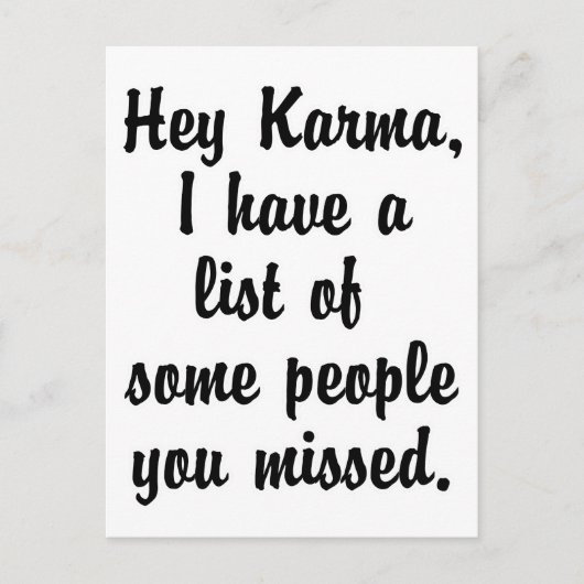 Hé Karma... Briefkaart (Voorkant)