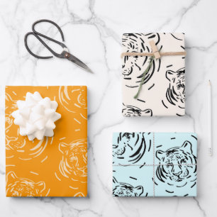 Hé, là Tiger motif trio feuilles papier d'emballag