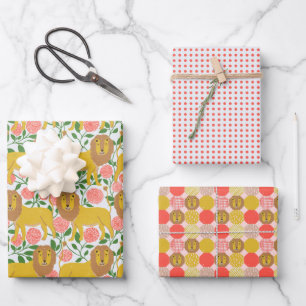 Hé, Lion! Leeuwen, Polkadots, heldere kleuren Inpakpapier Vel