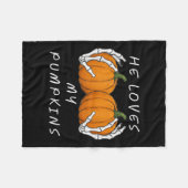 He Loves My Pumkin Halloween Funny Couple Matching Fleece Deken (Voorkant (Horizontaal))