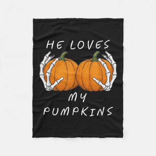 He Loves My Pumkin Halloween Funny Couple Matching Fleece Deken (Voorkant)