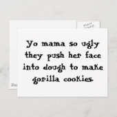 Hé mama, zo lelijk dat ze haar gezicht in het deeg briefkaart (Voorkant / Achterkant)