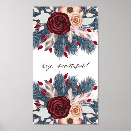 Hé mooie kerstFloral Poster (Voorkant)