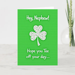 Hé neef Shamrock Day kaart