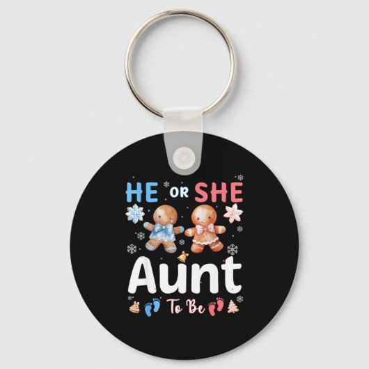 He Or She Aunt To Be Christmas Gingerbread Gender  Sleutelhanger (Voorkant)