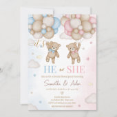 He or She Bear Gender Reveal Kaart (Voorkant)
