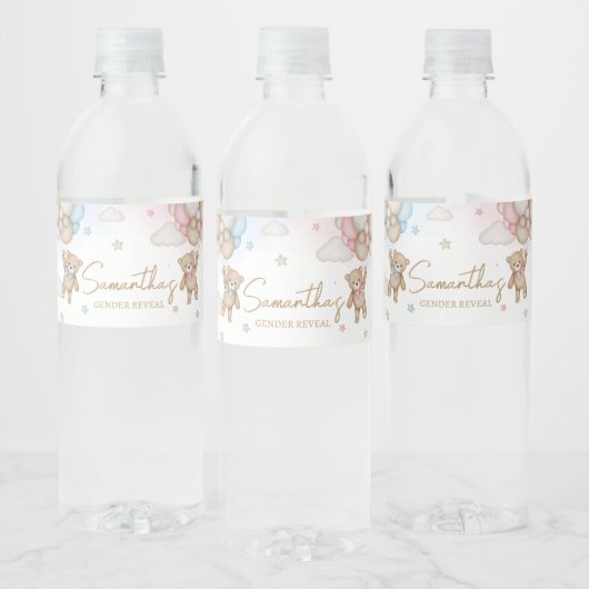 He or She Bear Gender Reveal Waterfles Etiket (Flessen)